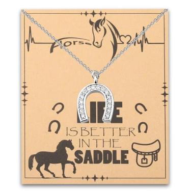 Imagem de Colar de ferraduras, presentes de cavalo, vaqueiras, joias equestres, presente Life Is Better In The Saddle