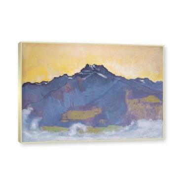 Imagem de Moldura champanhe. Imagem natureza em tela, (paisagem 19) de Ferdinand Hodler, reprodução de quadros, quadro de arte de parede de tela para casa. 50x70cm