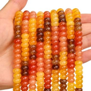 Imagem de BONNY BOXX 1 fio natural 5 * 8 mm contas de Rondelle de sombra amarela, contas de pedra de disco de ábaco natural, pedra preciosa espaçadora solta para pulseira faça você mesmo, colar e fazer joias