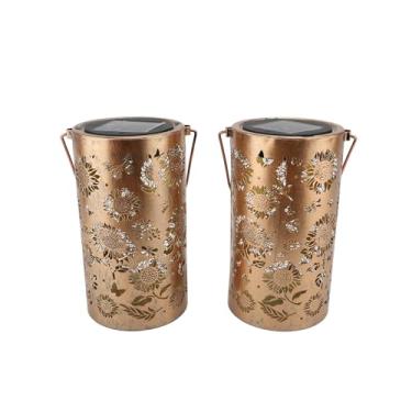 Imagem de Phefop Luz da Lanterna Suspensa Solar Ao Ar Livre Com Ferro de Qualidade, Iluminação Branca Quente, Toque Artístico, Prova de água IP44, Energia Solar para Mesa, árvore, Jardim e (2 PCS)