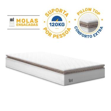 Imagem de Colchão de Molas Ensacadas Pillow Top Neve Solteiro 88 cm - Lucas Colc