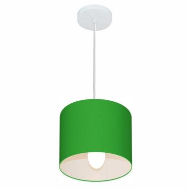 Imagem de Lustre Pendente Cilíndrico Free Lux Para Mesa De Jantar, Sala, Quarto, Churrasqueira E Balcão. Verde-folha Tam: 18x18cm