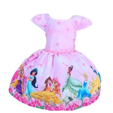 Imagem de Vestido Temático Infantil Festa Princesas Pérola Busto Sublimado - NAL