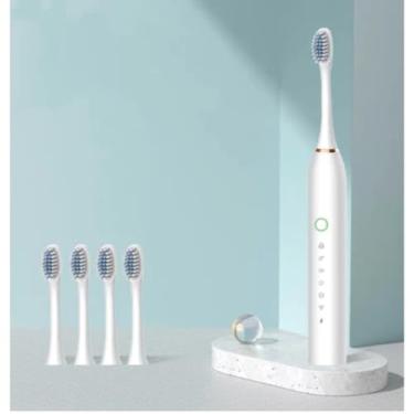 Imagem de Escova De Dentes Elétrica À Prova D'água Cabeça Substituível Inteligente Ultrassônica(Branco)