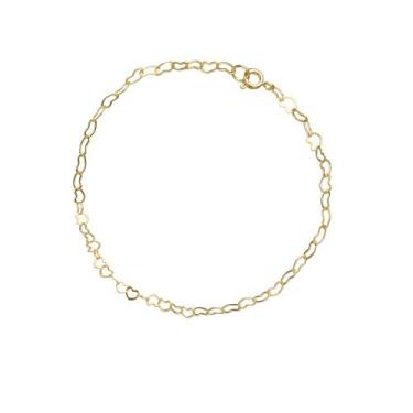 Imagem de Pulseira Bracelete Elo Coração Folheada Ouro 18k - Papillon Semi Jóias