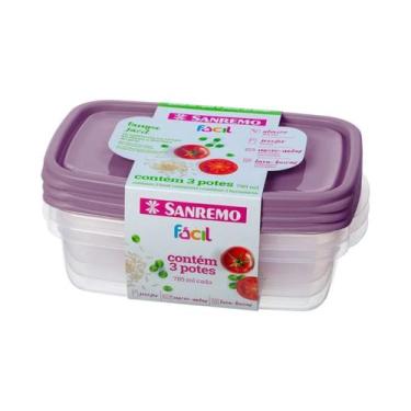Imagem de Jogo de Potes com 3 Unidades Sanremo 785ml Hermético Rosa Transparente