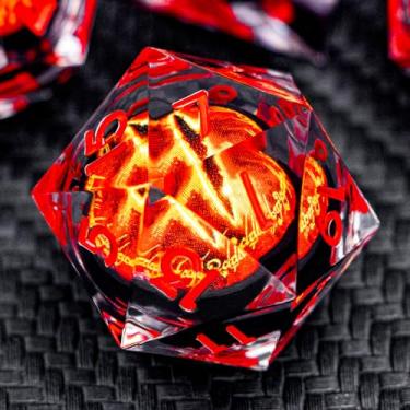 Imagem de ARUOHHA DND Resin Dice Gazes Eye Dice Liquid Core Red RPG Sharp Edged Dice Set with Gift Box, Polyhedral D and D Dice Set Compatible with Dungeons Dragons Role Playing Game D20 D12 D10 D8 D6 D4