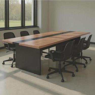 Imagem de Mesa de Reunião Executiva 6 lugares Premium 2,40m Noce - Mais de Casa