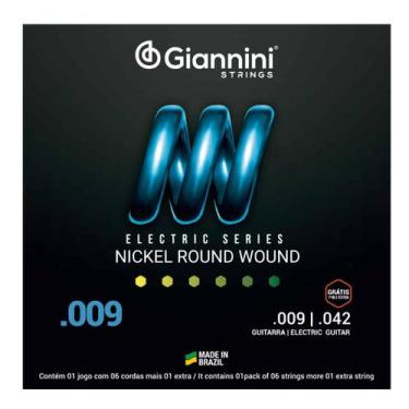 Imagem de Jogo Cordas Encordoamento Guitarra Giannini Nickel Round Wound GEEGST9