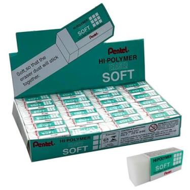 Imagem de Borracha Pentel HiPolymer Branca Tecnica Escolar Atacado 48