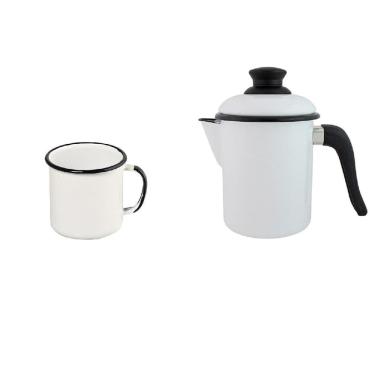 Imagem de Leiteira E Caneca Qualidade Em Agata 900 Ml Branca Ewel