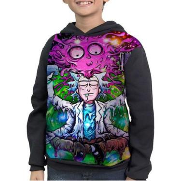 Imagem de Casaco Moletom Infantil Psicodélico Rick And Morty - smoke, Preto, 8