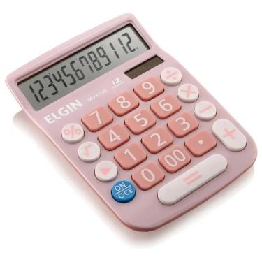 Imagem de Calculadora De Mesa 12 Dígitos Solar Bateria Lcd Elgin MV4130 Rosa