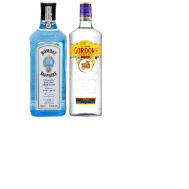 Imagem de Kit Gin Bombay Sapphire e Gordons London Dry 750ml cada