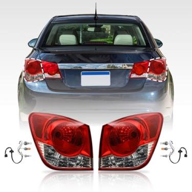 Imagem de Tektend Conjunto de luz traseira compatível com Chevy Cruze 2011-2015 estilo fábrica, lanternas traseiras de captação, lâmpadas de freio traseiro, substituição original, lado do passageiro e do