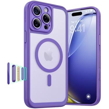 Imagem de Maledan Capa roxa para iPhone 16 Pro Max com MagSafe, proteção completa atualizada da câmera e controle de câmera resistente a arranhões e à prova de choque de grau mil-grade para Apple 16 ProMax