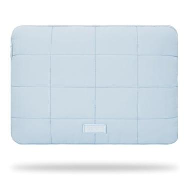 Imagem de Linpr Capa para laptop inchada de 15 a 16 polegadas, azul fosco, à prova d'água, bolsa de transporte para mulheres, capa fofa para computador de 15,6 HP, compatível com MacBook Pro de 16 polegadas