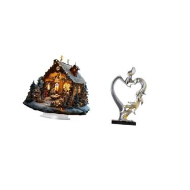 Imagem de Vaveren Enfeite de Acrílico com Base para Festa, Estante de Livros para Casa, Festival, Quarto E Estatueta de Casal Se Beijando, Ornamento de Mesa Colecionáve