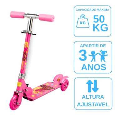 Imagem de Patinete de Ferro Reforçado com LED NAS RODAS (Rosa e Azul) - Suporta 50kg | Diversão (rosa)