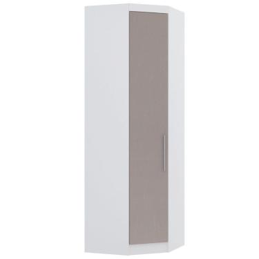 Imagem de Guarda Roupa De Canto Diagonal Modulado 70cm 1 Porta Alpes Luciane Móveis Branco Pf Com Cinammon Pf