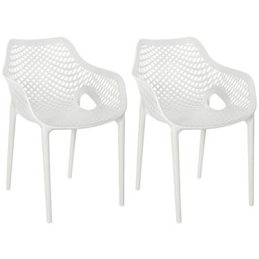 Imagem de Kit 2 Cadeiras De Jantar Design Suits Com Braços Empilhável Em Polipropileno - Branco