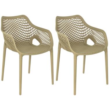 Imagem de Kit 2 Cadeiras De Jantar Design Suits Com Braços Empilhável Em Polipropileno - Nude