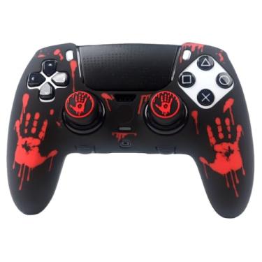 Imagem de RALAN Capas para controle de silicone Bloody Handprint com 2 polegares compatíveis com PS5 Dualsense Edge Controller Play Station 5 Acessórios, capa antiderrapante à prova de suor