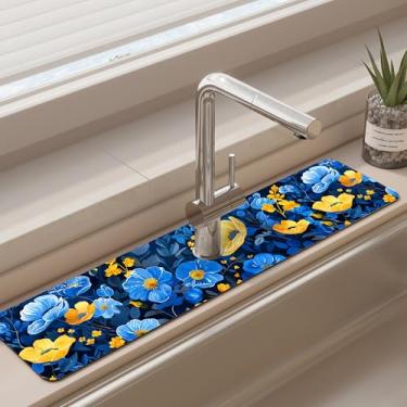 Imagem de Tapete de torneira para pia de cozinha - tapete absorvente de pia, protetor de respingos de secagem rápida para cozinha e banheiro - almofada de secagem antiderrapante com absorção de água atrás da