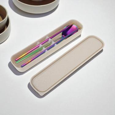 Imagem de Generic 1 conjunto de talheres para lava-louças, colher de pauzinhos, conjunto de 2 peças, aço inoxidável 410, multicolorido, 23,7 x 6 x 6 cm