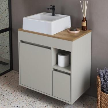 Imagem de Balcão Gabinete de Banheiro Suspenso 60 Bangladesh 1 Porta e 1 Gaveta 