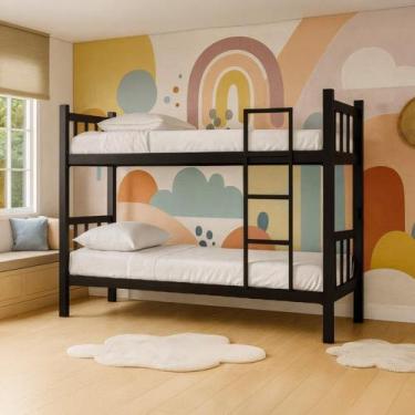 Imagem de Beliche Infantil Solteiro Tubular com Escada Lateral - Prima Design