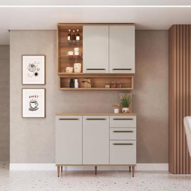 Imagem de Cozinha Compacta 4 Peças com Tampo 1,20m e Nicho Decorativo Isabelle -