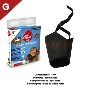 Imagem de Focinheira de Nylon Ajustável Cachorro Pet PróCanine, G