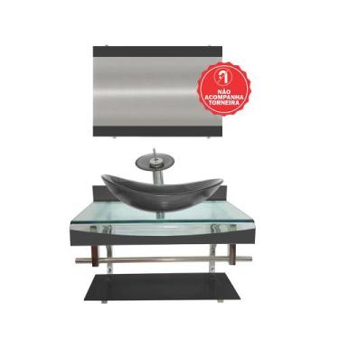 Imagem de Gabinete de Vidro 90cm para banheiro Luxemburgo - EKASA, Grafite