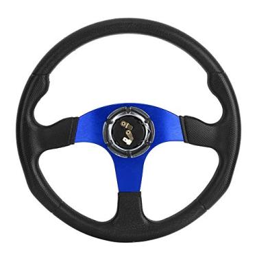 Imagem de Domary Volante Esportivo de Carro de Corrida de 350 Mm/14 pol., PU de e Material de Liga de Alumínio, Elegante e Generoso, Compatível Com a Maioria Dos Adaptadores de Cubo Padrão, (Azul)