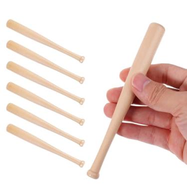 Imagem de PEOVLVN 6 mini tacos de beisebol, taco de beisebol de madeira inacabado de 15 cm para projetos de artesanato DIY, lembrancinhas de festa