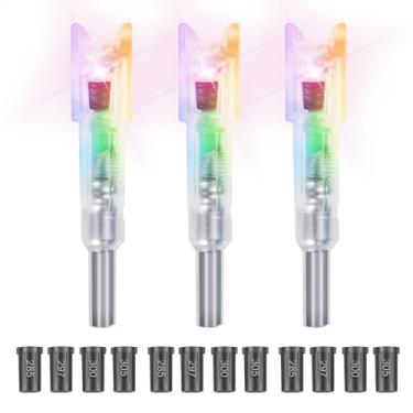 Imagem de TRSAIM 3 peças de pinos iluminados por LED para parafusos de besta com interruptor liga/desliga e 12 buchas (0,723 cm/0,754 cm/0,762 cm/0,774 cm) – Design universal de meia lua (combo)