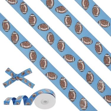 Imagem de Fita de gorgorão de futebol com glitter – Fita de futebol azul marinho de 10 metros, fita de torcida para artesanato, costura, grinaldas e decorações de festa esportiva (azul marinho)