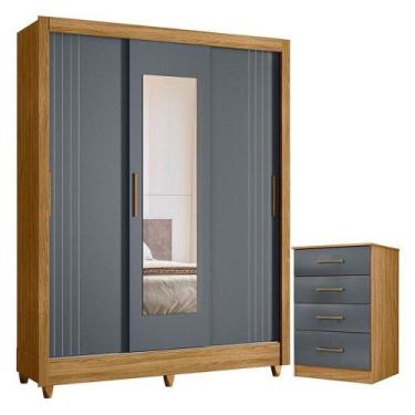 Imagem de Guarda Roupa Casal Bolívia E Cômoda Ms913 Freijó Cinza - Moval - MOVAL