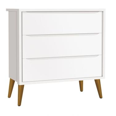 Imagem de Cômoda Gaveteiro Théo New Branco Fosco Com Madeira - Moveisaqui