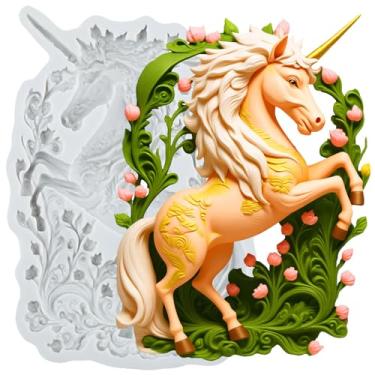 Imagem de MYPRACS Molde de silicone para fondant de unicórnio para decoração de bolo de açúcar, topo de cupcake, pasta de goma de chocolate, argila de polímero