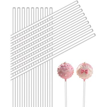 Imagem de CHELIZIYA 100 peças de palitos de acrílico para bolo, tira de plástico redonda transparente, palitos de topo de bolo de acrílico, agitador de coquetel reutilizável para festas, artesanato DIY