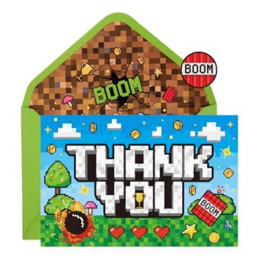 Imagem de 24 Cartões de Agradecimento com Tema de Pixel, Cartões Agradecimento para Videogame com Envelope e Adesivos Lembrancinhas Festa Pixel para Meninos e Meninas Decorações Aniversário