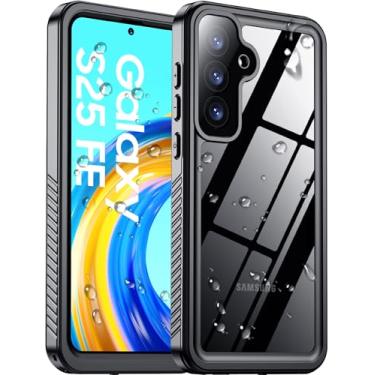 Imagem de Temdan Capa impermeável para Samsung Galaxy S25 FE, [proteção contra quedas de grau militar] [IP68 debaixo d'água] Capa resistente à prova de choque de corpo inteiro para S25 FE de 6,7 polegadas preta