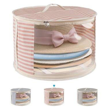Imagem de ComfortKeeper 1 caixa de armazenamento de chapéu com janela transparente, comporta até 7 bonés de cowboy bolsa organizadora para armário para chapéus de aba larga com alças de transporte, rosa