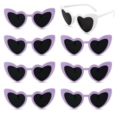 Imagem de Semato Óculos de sol em forma de coração, 8 pares de óculos de sol de despedida de solteira presentes para mulheres e meninas, 1 branco + 7 roxos, standard