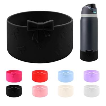 Imagem de CDYLDXG Bota antiderrapante de silicone com laço de 8,5 cm para garrafa de água Owala 947 g, garrafa de água de aço inoxidável FreeSip/Twist/flip, acessório de capa inferior de manga protetora (preto)