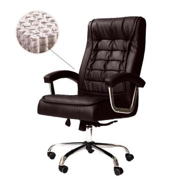 Imagem de Cadeira Presidente Marrom Mola Ensacada Giratória Ajustável