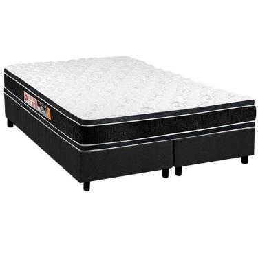Imagem de Cama Box Queen: Colchão Espuma Castor D33 Black E White + Base Crc Suede Gray(158x198)