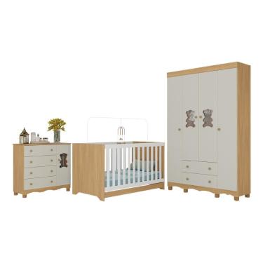 Imagem de Quarto de Bebê Completo com Berço Americano 3 em 1 Ternura Multimóveis MP4647